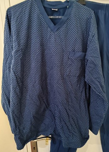 Erkek Lacivert Uzun Kollu V Yaka Pijama Takımı - Görsel 2