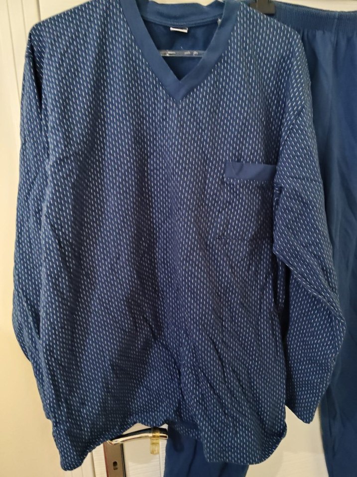 Erkek Lacivert Uzun Kollu V Yaka Pijama Takımı - Görsel 2