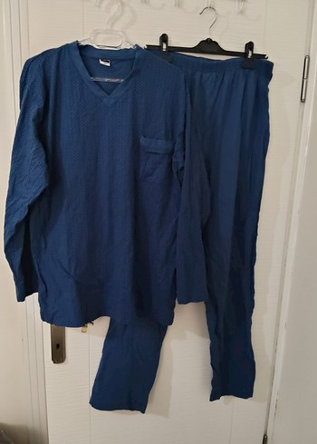 Erkek Lacivert V Yaka Rahat Pijama Takımı - Görsel 3