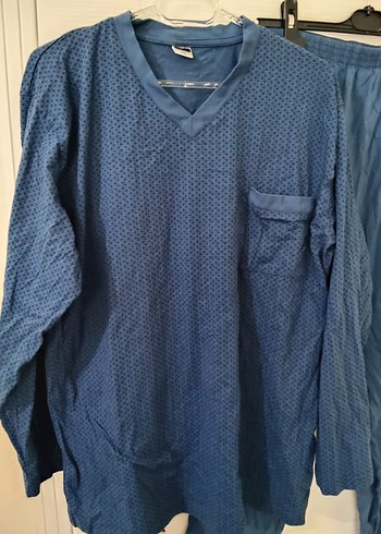 Erkek Lacivert V Yaka Rahat Pijama Takımı - Görsel 4