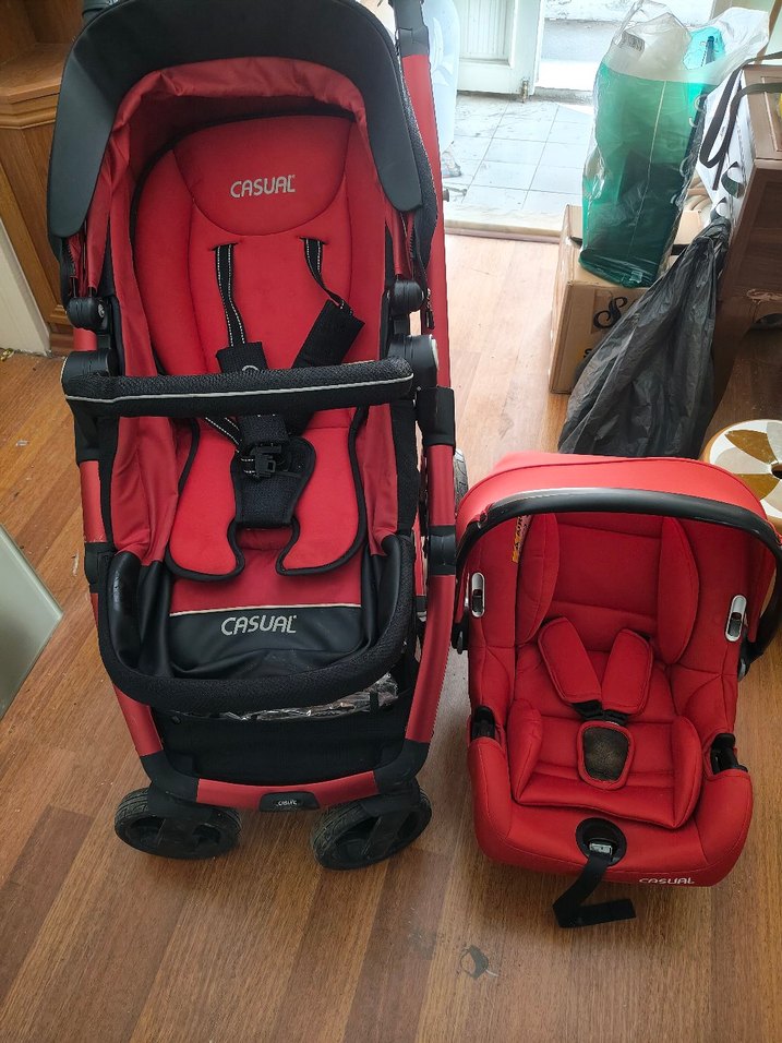 Kırmızı CASUAL Bebek Arabası ve Oto Koltuğu - Görsel 2
