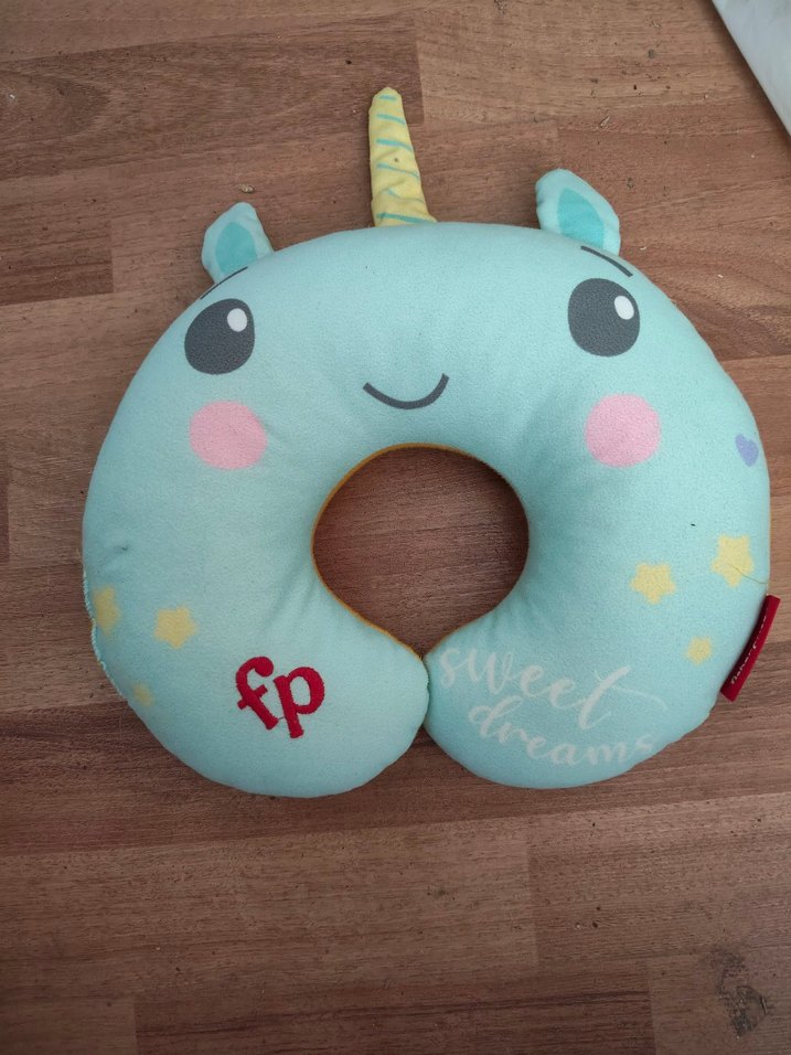 Turkuaz Unicorn Desenli çocuk boyun Yastığı - Görsel 2