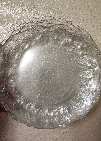 Şeffaf Desenli Cam Tabak 5 adet - Görsel 2