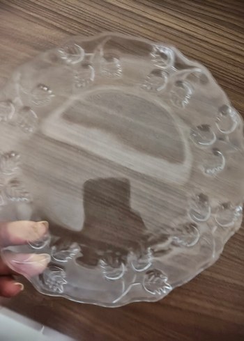 Şeffaf Desenli Cam Tabak 5 adet - Görsel 3