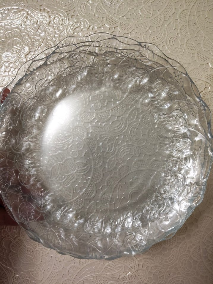 Şeffaf Desenli Cam Tabak 5 adet - Görsel 2