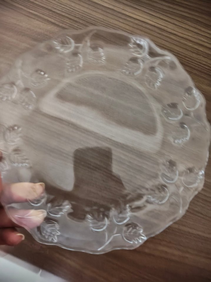 Şeffaf Desenli Cam Tabak 5 adet - Görsel 3