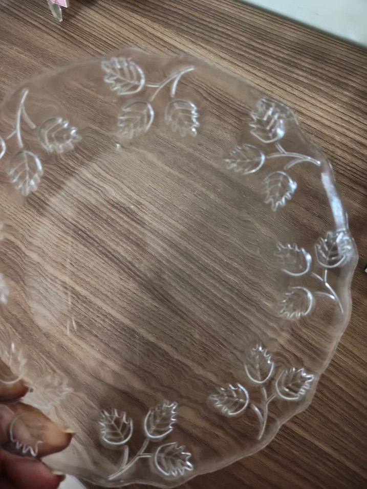 Şeffaf Desenli Cam Tabak 5 adet - Görsel 5