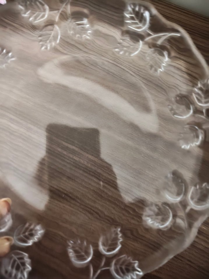 Şeffaf Desenli Cam Tabak 5 adet - Görsel 4