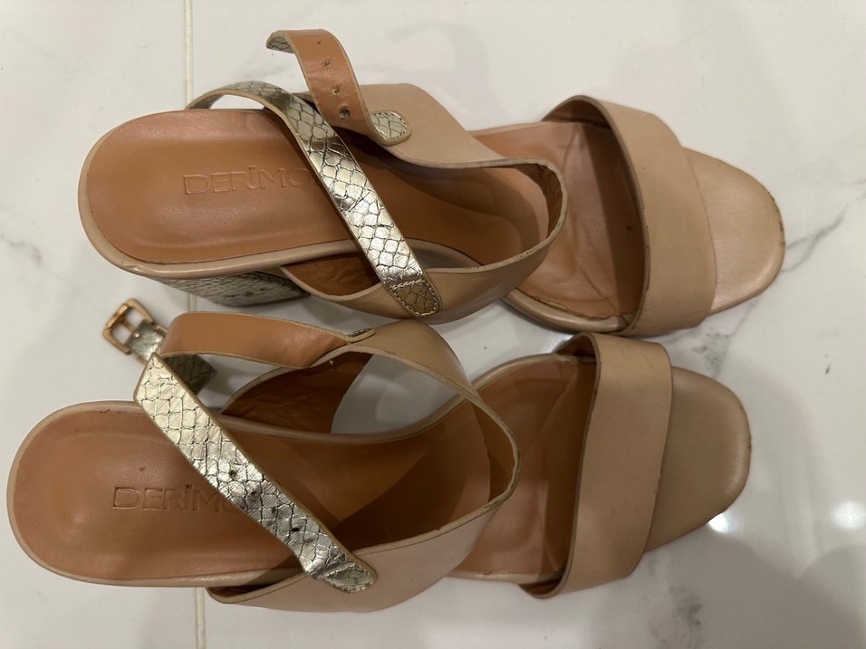 Derimod Bej Kadın Dolgu Topuklu Sandalet - Görsel 3