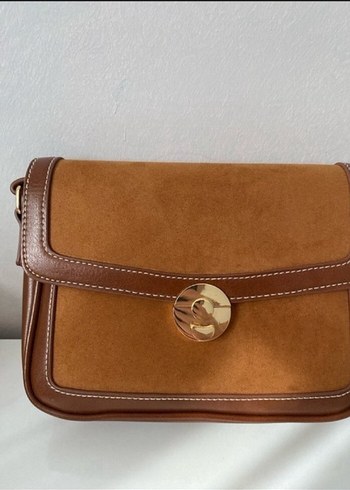Kahverengi süet tokalı kadın çantası - Görsel 2