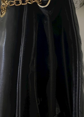 Zincir Detaylı Siyah Deri Kadın Çanta - Görsel 3