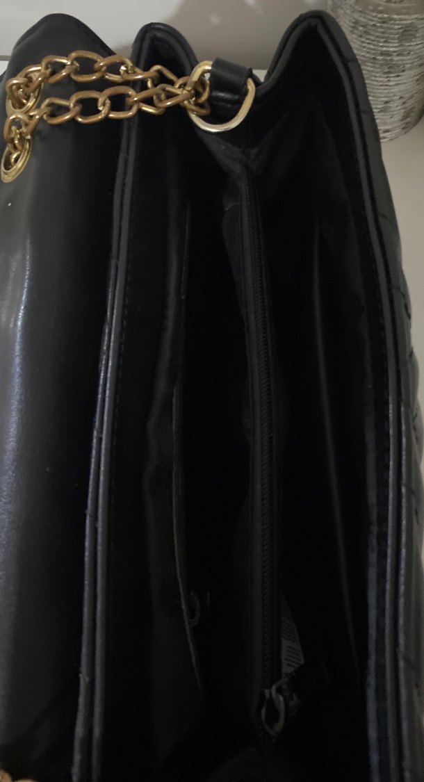 Zincir Detaylı Siyah Deri Kadın Çanta - Görsel 3