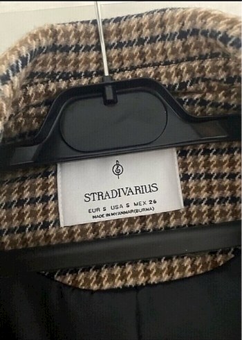 Stradivarius Düğmeli Kahverengi Ekose Midi Blazer
