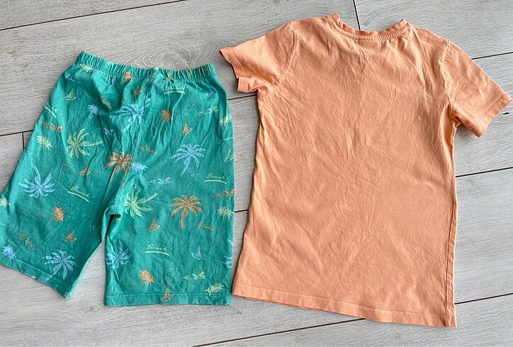 7 Yaş Beden yeşil Renk Erkek çocuk pijama takımı Yazlık Pijama