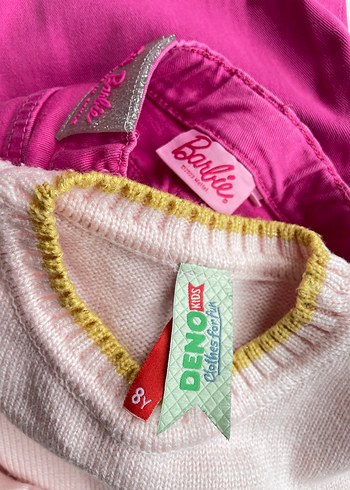 8 Yaş Beden pembe Renk İspanyol paça pantolon Pembe Pantolon - pembe kazak