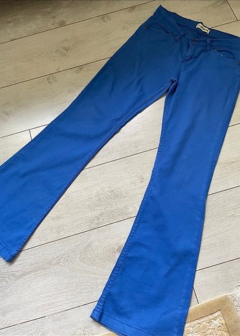 38 Beden mavi Renk İspanyol Paça Pantolon // Mavi Kadın Pantolon/ Denim Pantolon