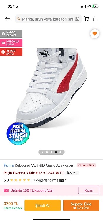 37 Beden Puma spor ayakkabı
