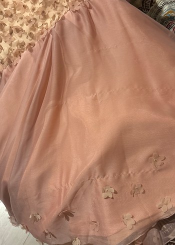 Pembe 3D Çiçekli Büyük Beden Abiye Elbise - Görsel 7