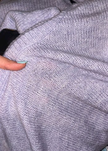 Lila Kadın Yumuşak Örgü Boğazlı Kazak - Görsel 5