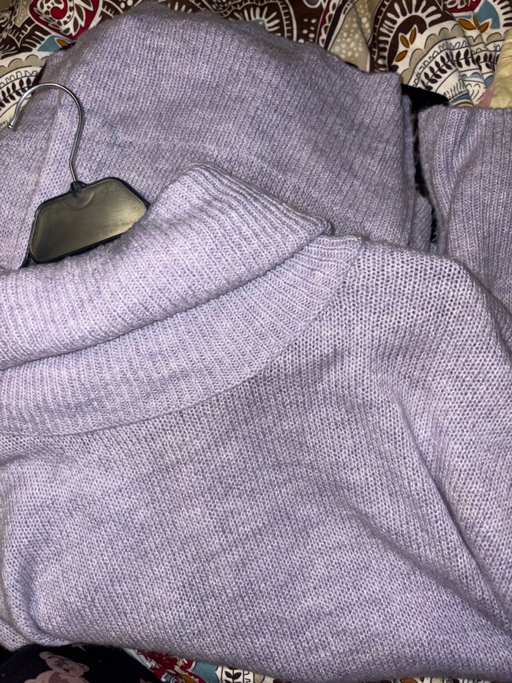 Lila Kadın Yumuşak Örgü Boğazlı Kazak - Görsel 4
