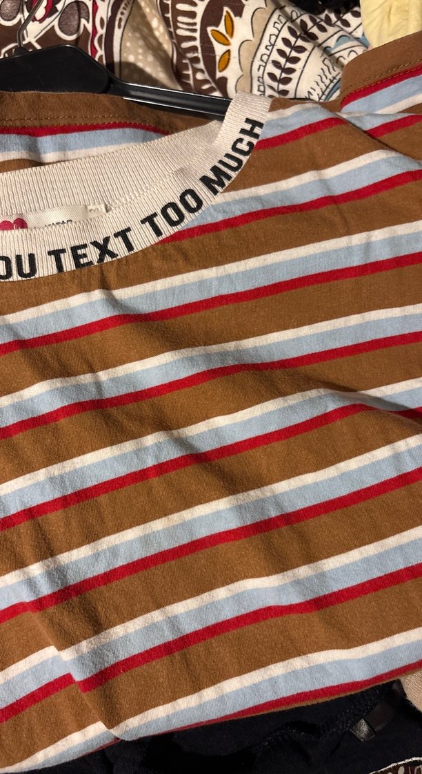 Kadın Kahverengi Çizgili Tişört - Görsel 4