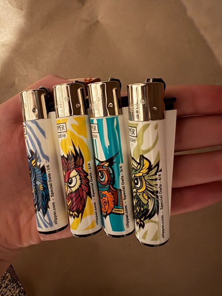 Renkli Baykuş Desenli Clipper Çakmak Seti - Görsel 2