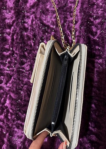 Kadın Gold Zincirli Çapraz Cüzdan Çanta - Görsel 3