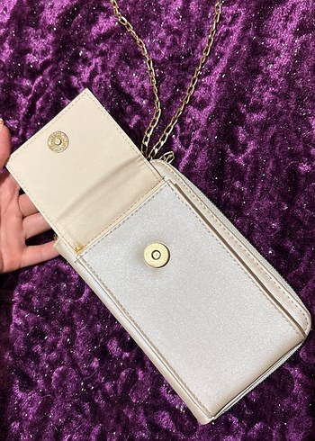 Kadın Gold Zincirli Çapraz Cüzdan Çanta - Görsel 4