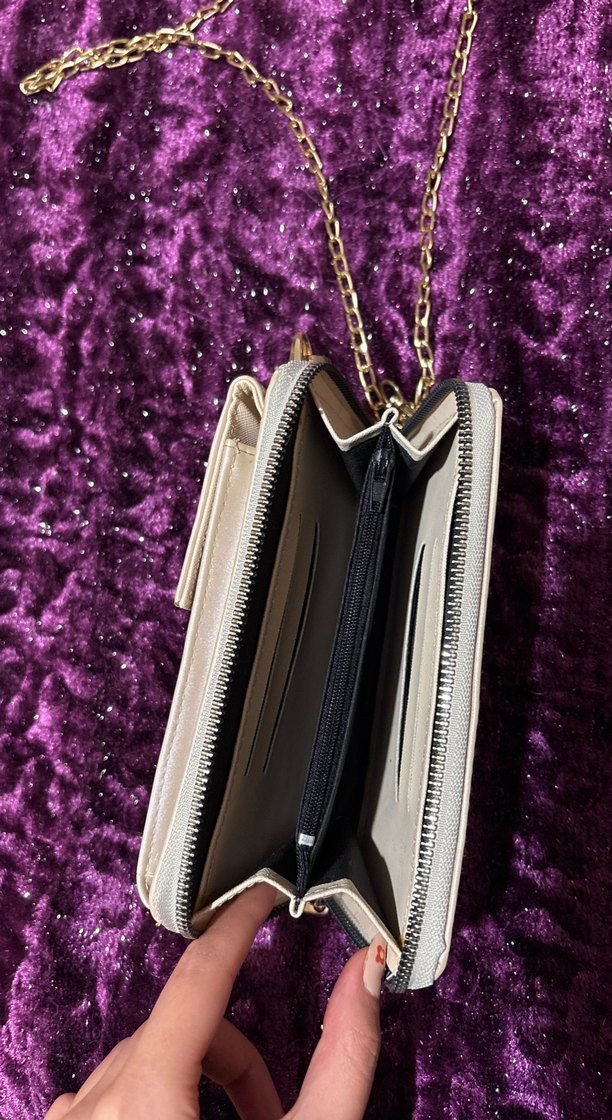 Kadın Gold Zincirli Çapraz Cüzdan Çanta - Görsel 3