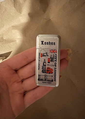 Londra Temalı Gri Metal Çakmak - Görsel 2