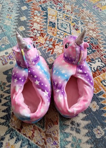 Kız Çocuk Renkli Unicorn Ev Terliği - Görsel 2