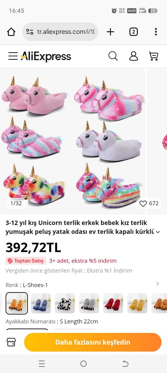 Kız Çocuk Renkli Unicorn Ev Terliği - Görsel 4