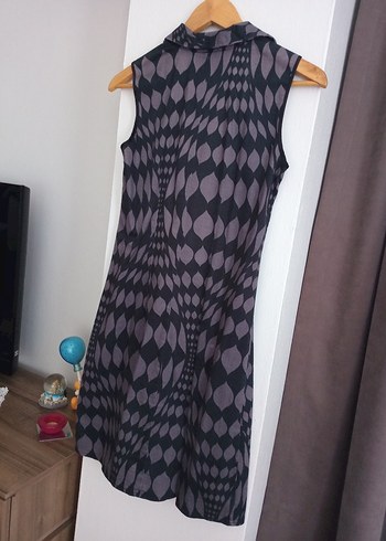 Gri Tie-Dye Desenli mini elbise - Görsel 2