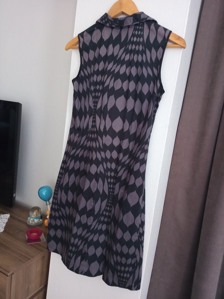 Gri Tie-Dye Desenli mini elbise - Görsel 2