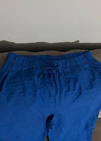 Defacto Kadın Mavi Rahat Kesim Midi Kumaş Pantolon
