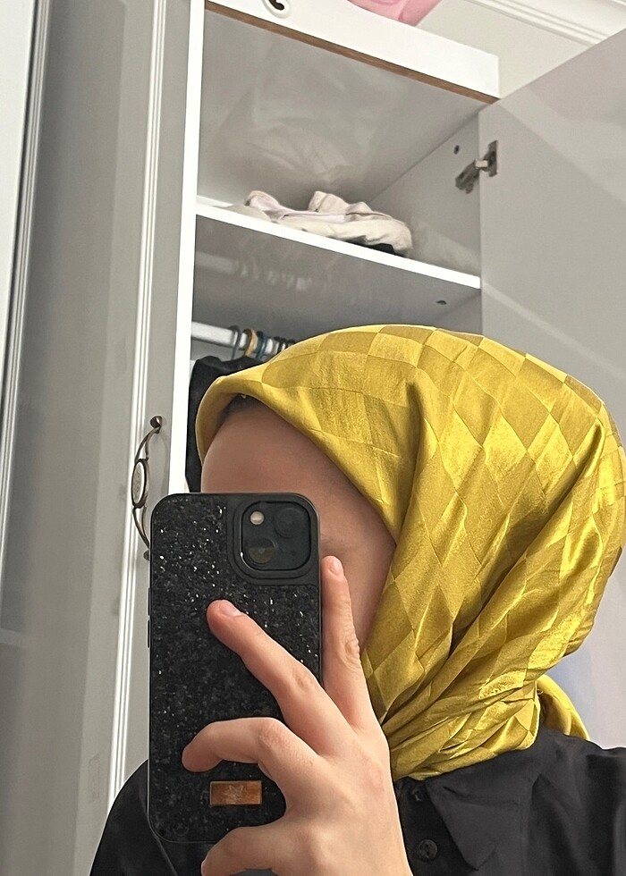 Sarı jakar eşarp - Görsel 2