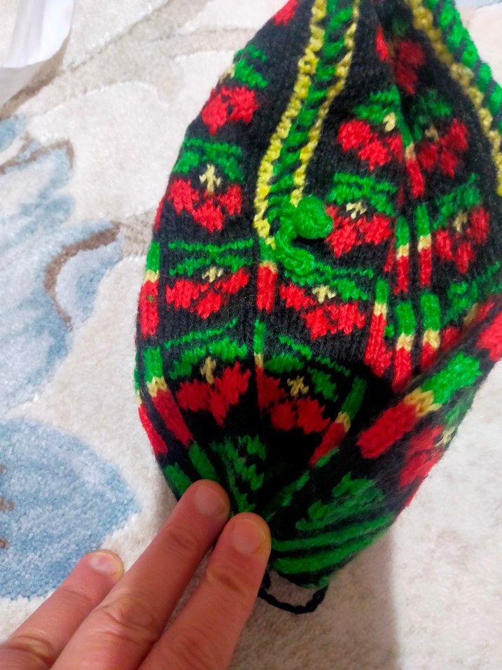 Renkli Nakışlı Örgü Kız Ev Terliği - Görsel 2