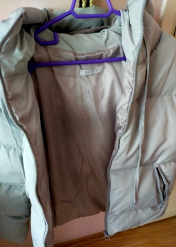 Düğmeli Gri Kadın Kışlık Mont - Görsel 4