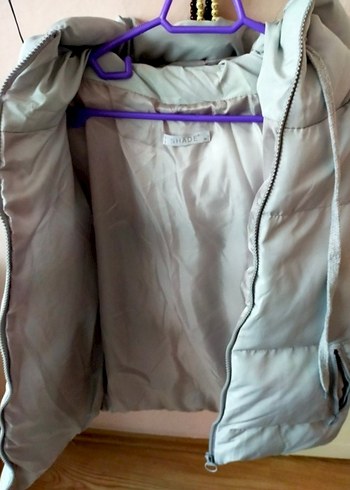 Düğmeli Gri Kadın Kışlık Mont - Görsel 3