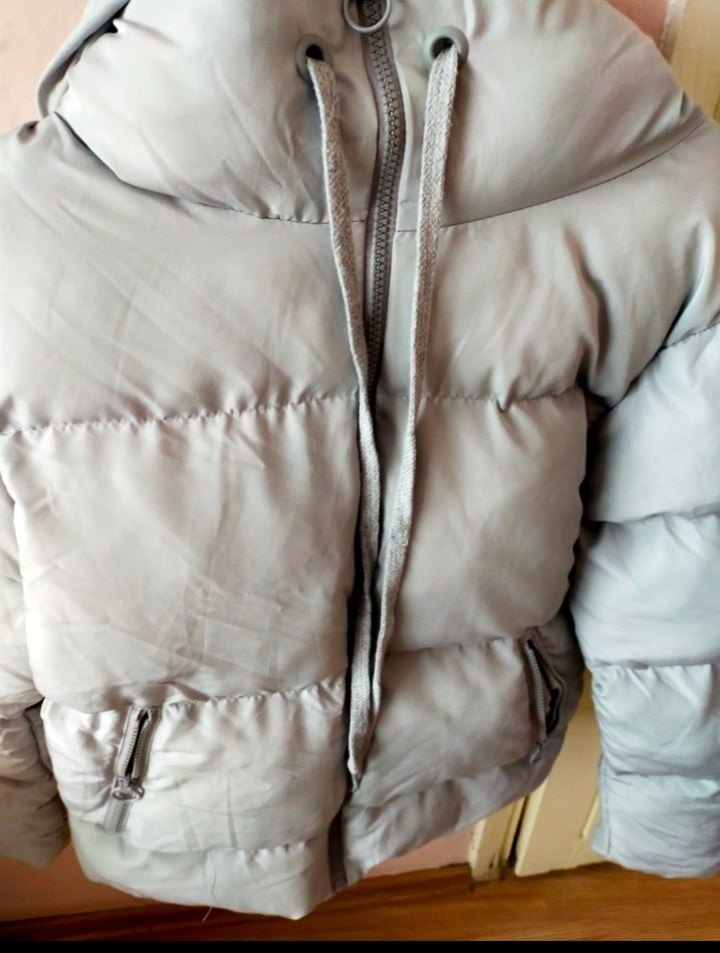 Düğmeli Gri Kadın Kışlık Mont - Görsel 2