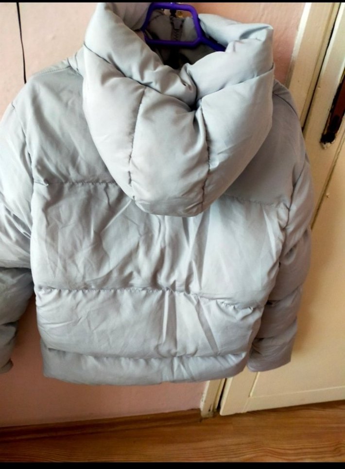 Düğmeli Gri Kadın Kışlık Mont - Görsel 5