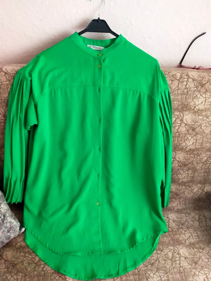 Yeşil Pilili Uzun Kollu Gömlek - Görsel 3