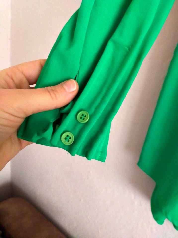 Yeşil Pilili Uzun Kollu Gömlek - Görsel 5