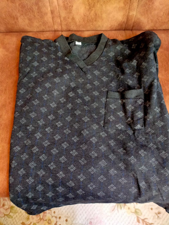 Erkek Kısa Kollu V Yakalı Desenli Pijama Takımı - Görsel 3