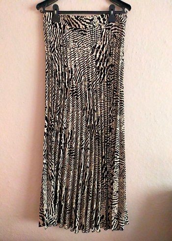 Zebra Desenli Uzun Piliseli Kadın Etek - Görsel 4