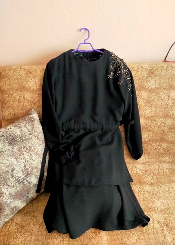 Payet İşlemeli Siyah Hamile Bluzu, Uzun Kollu - Görsel 3