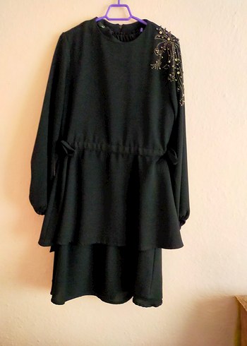 Payet İşlemeli Siyah Hamile Bluzu, Uzun Kollu - Görsel 2