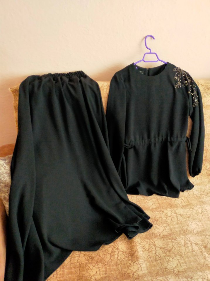 Payet İşlemeli Siyah Hamile Bluzu, Uzun Kollu - Görsel 5