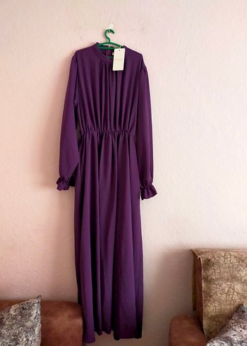 Mor Uzun Kollu Salaş Elbise - Görsel 2