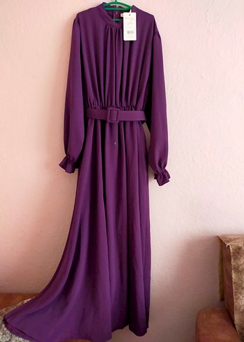 Mor Uzun Kollu Salaş Elbise - Görsel 6